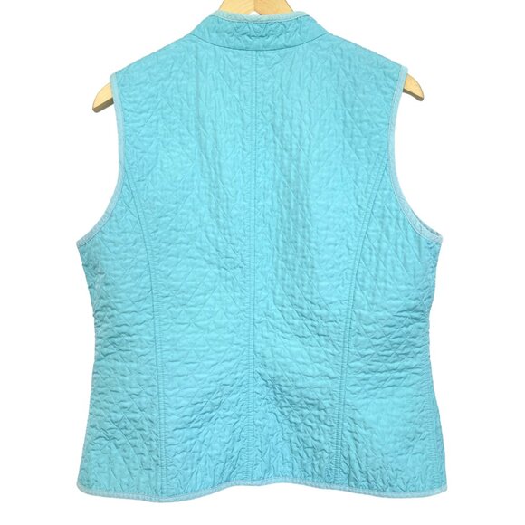 Talbots Quilted Walking Vest Womens Size L Teal Zip Up Lightweight Zip Pockets - Picture 4 of 8